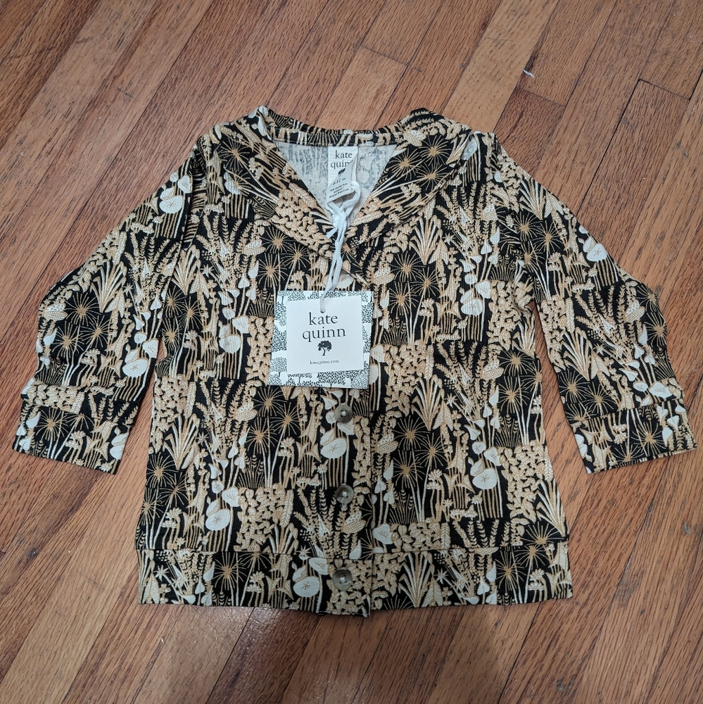 Kate Quinn Butterscotch Foliage Bamboo Shawl Collar Cardigan Size 6-12 Months